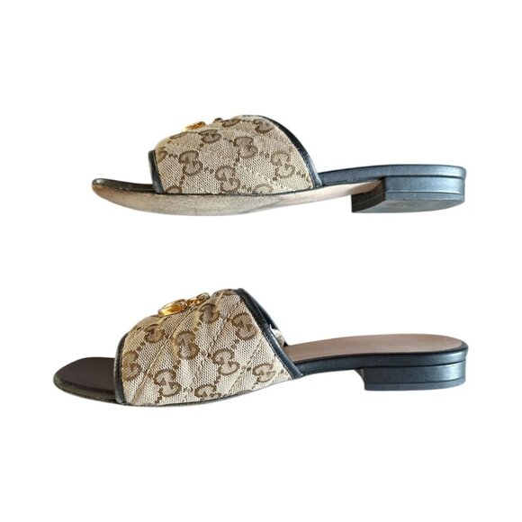 GUCCI Jolie GG Supreme Monogram Matelasse EU 37 US 7 Sandal Mules Slides Marmont - Picture 3 of 6